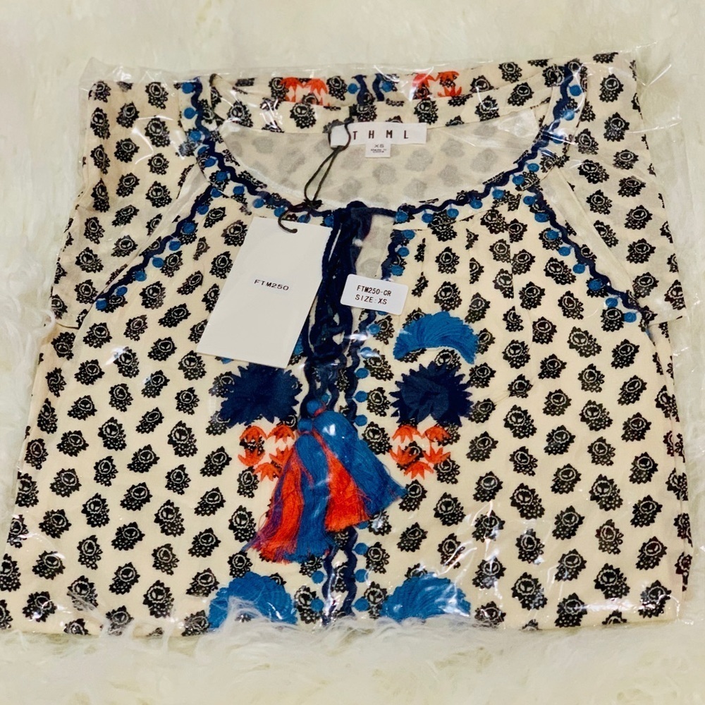 NEW THML Floral Embroidered Tunic Halter Neck Mini Dress size XS - Picture 7 of 16